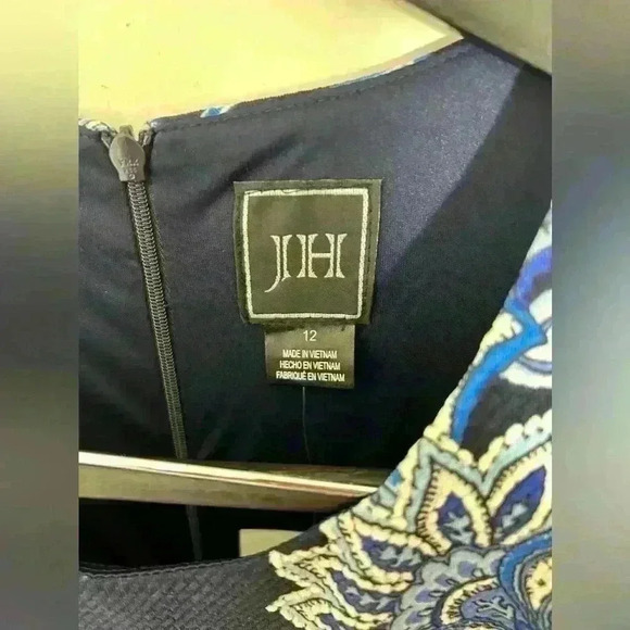 NWT JH Paisley Stretchy Mini Dress Blue Size L - Picture 5 of 8